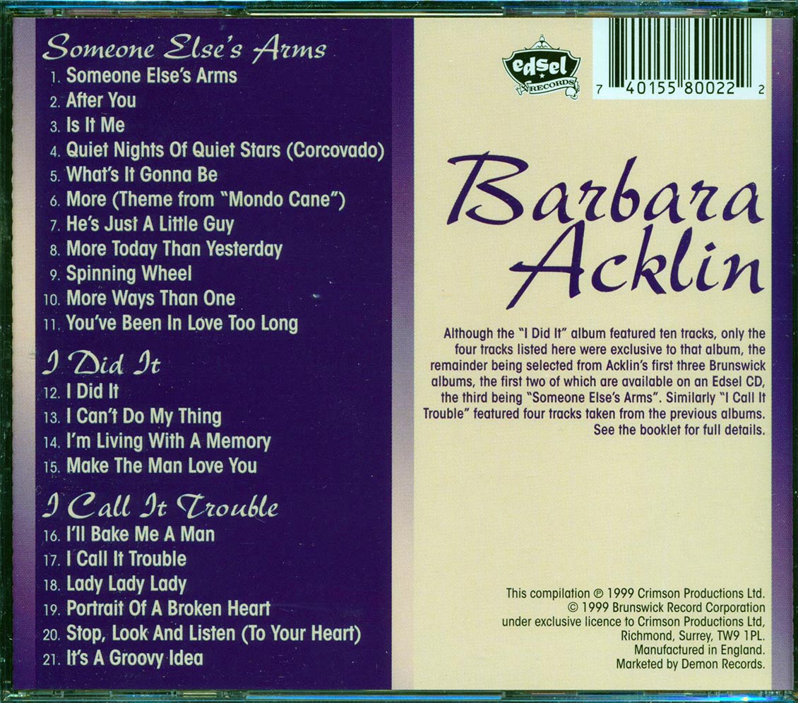 Barbara Acklin - Someone Else's Arms + I Did It + I Call It Trouble