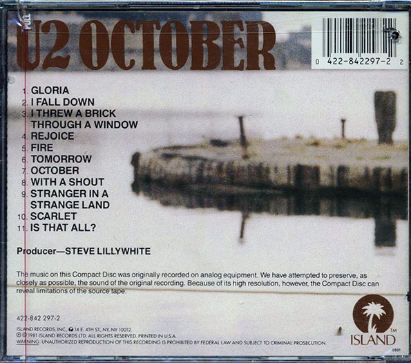 U2 アルバム October 歌詞・解説付き 初盤シール帯 洋楽CD U2 アルバム October 歌詞・解説付き 初盤シール帯 洋楽CD